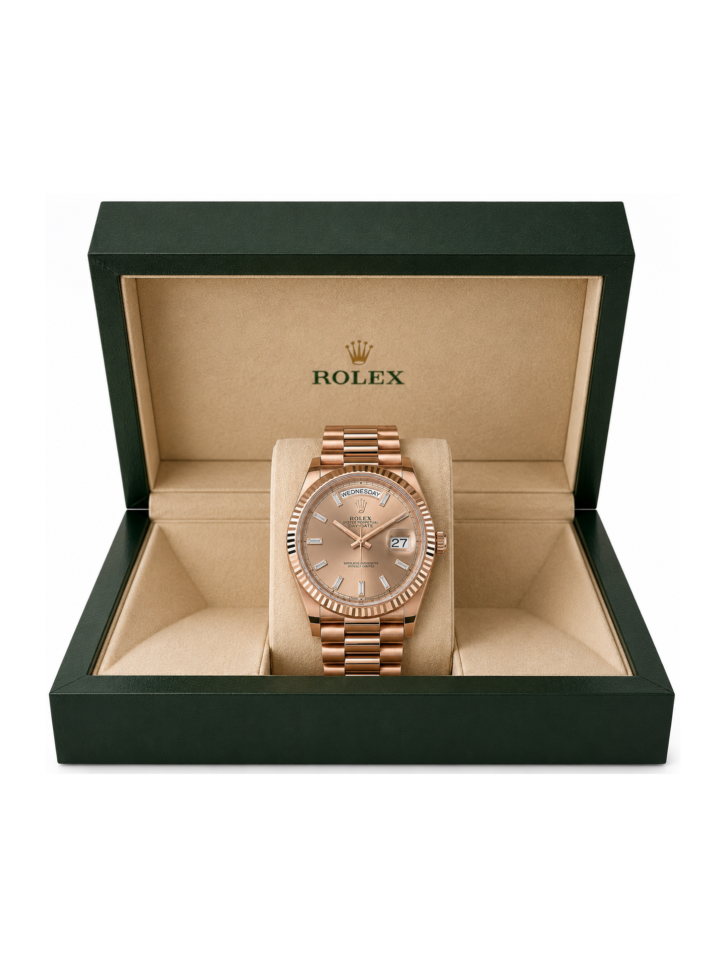 Rolex Day-Date 128235 Everose Gold Champagne Diamond Dial 2024