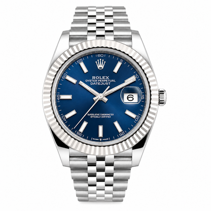 Rolex Datejust 41 Blue Dial Jubilee Bracelet White Gold Bezel 2024
