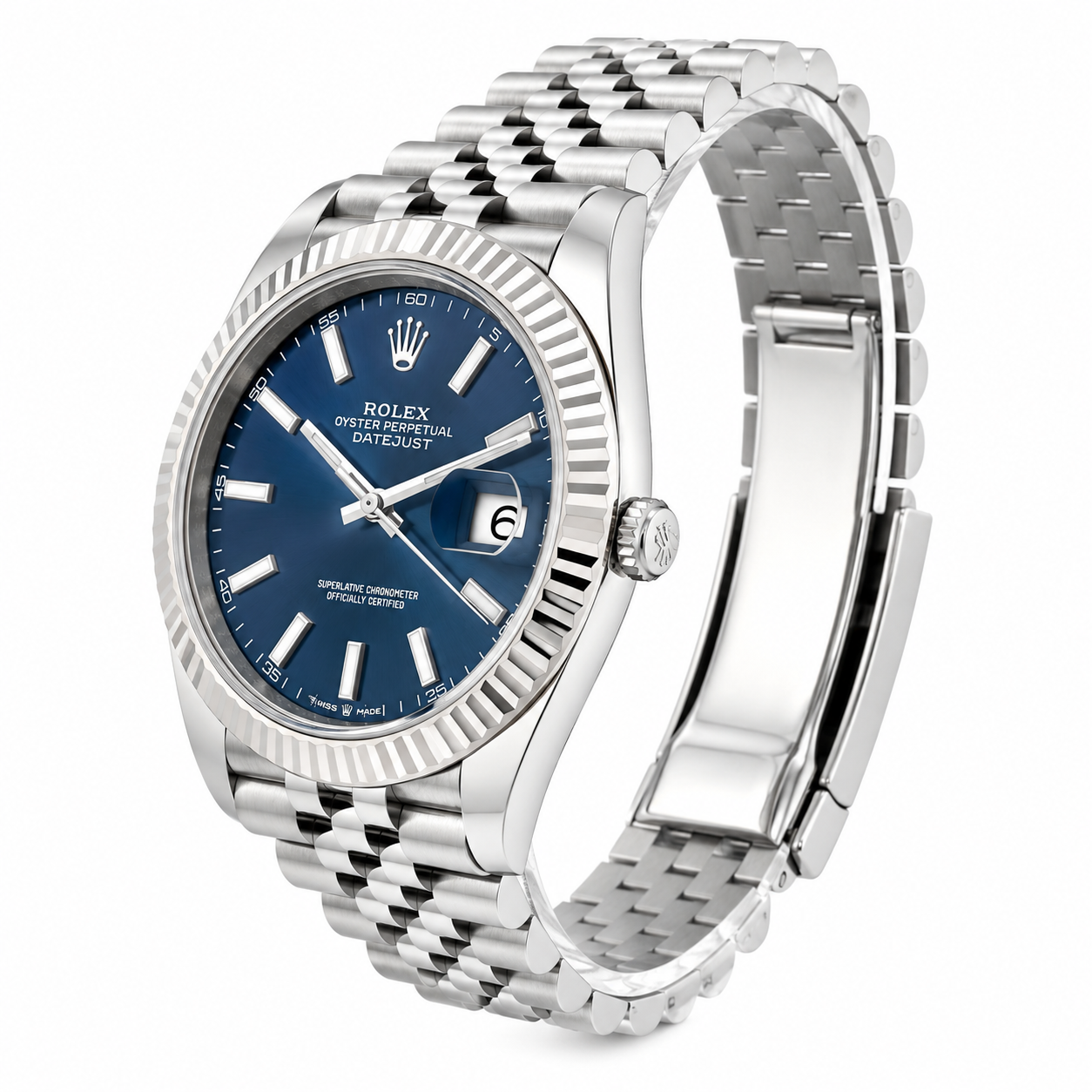 Rolex Datejust 41 Blue Dial Jubilee Bracelet White Gold Bezel 2024
