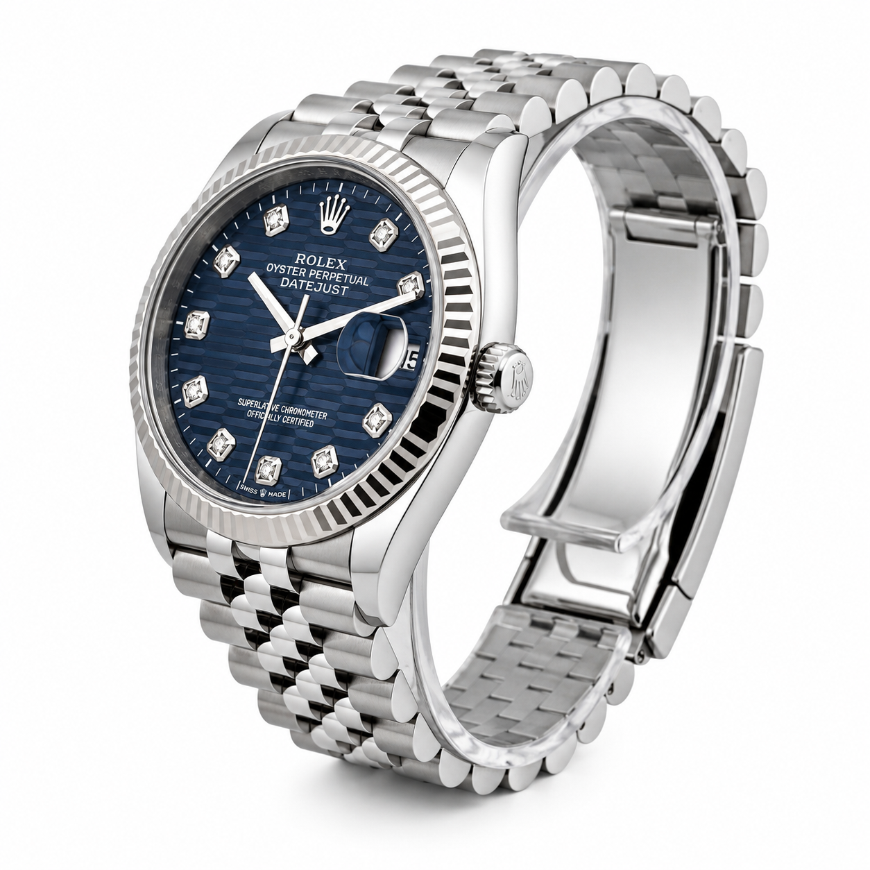 Rolex Datejust 36 Blue Wave Dial Diamond Markers Jubilee Bracelet 2023