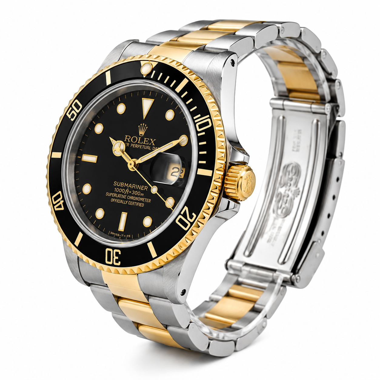 Rolex Submariner Two Tone 40MM Blue Dial Yellow Gold Bezel Ref 11613 1995