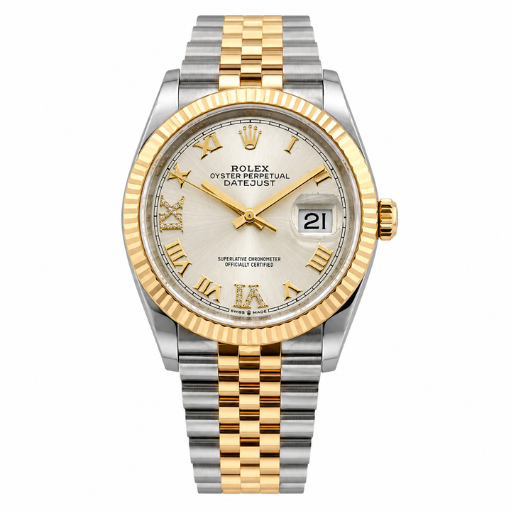 Rolex Datejust 36 126233 Two Tone Yellow Gold Silver Diamond Roman Dial 2023
