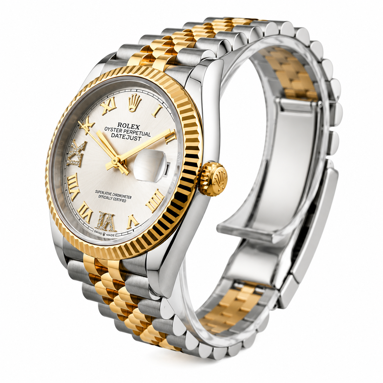 Rolex Datejust 36 126233 Two Tone Yellow Gold Silver Diamond Roman Dial 2023