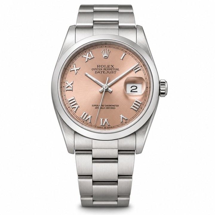Rolex Datejust 36 Rose Roman Dial Oyster Bracelet Stainless Steel 16200 2003