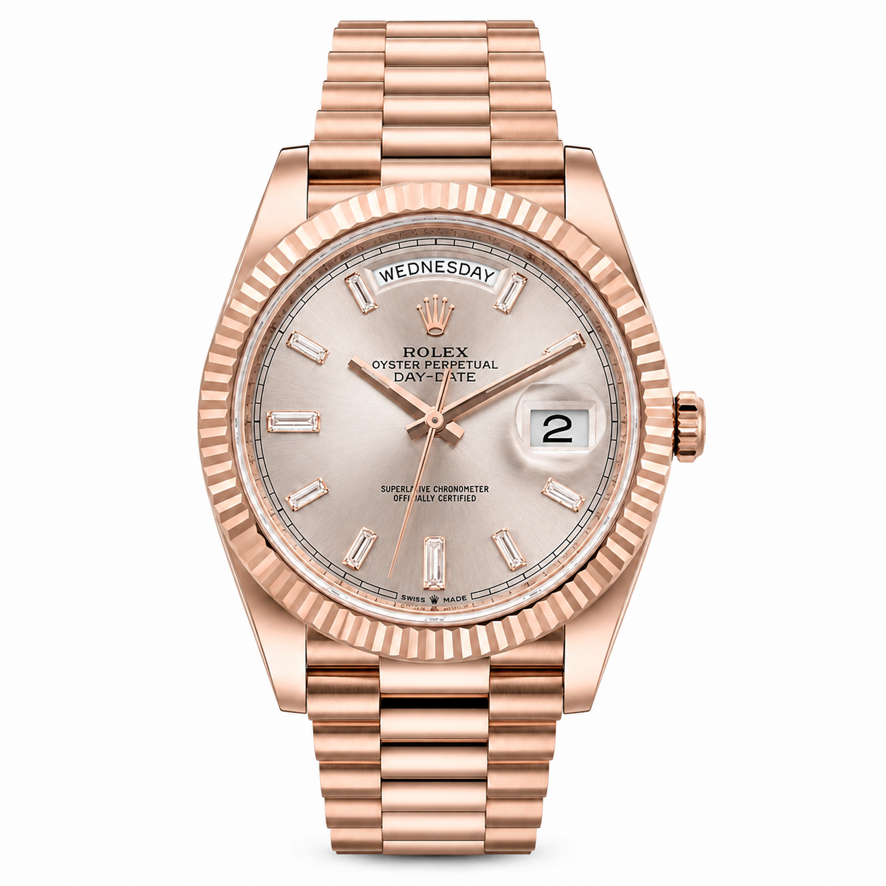 Rolex Day-Date 128235 Everose Gold Champagne Diamond Dial 2024