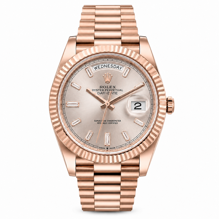 Rolex Day-Date 128235 Everose Gold Champagne Diamond Dial 2024